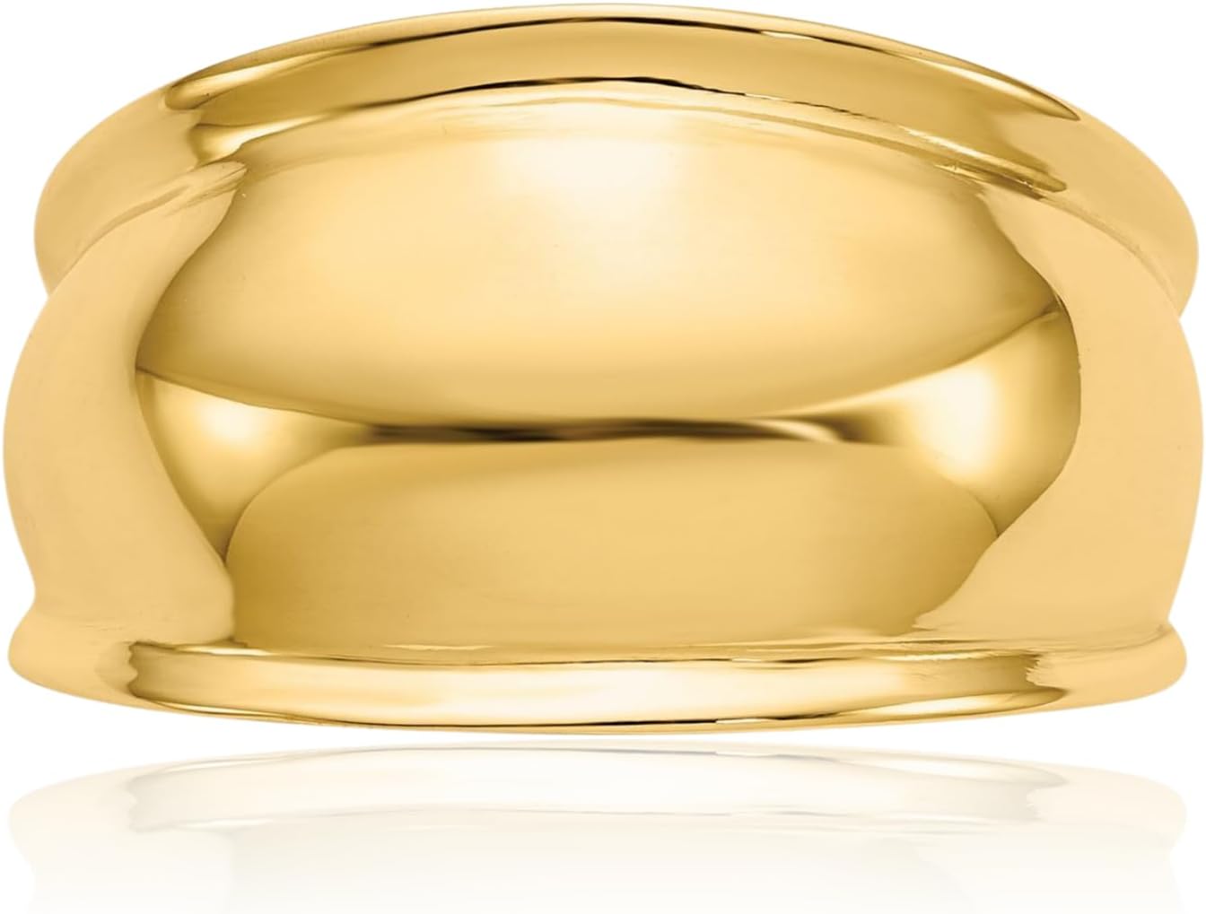 IceCarats 14K Solid Yellow Gold Dome Extra Wide Ridged Dome Cocktail Statement Fashion Ring 12mm Band Polished