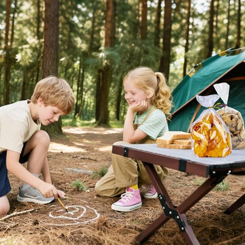 100 Stück Groß Cellophantüten 25x15 cm, Durchsichtige Zellophantüten mit 100 Bunte Krawatten – Brotbeutel Geschenkbeutel für Brötchen, Süßigkeiten, Kekse - Hochzeit Geburtstag Weihnachten Party