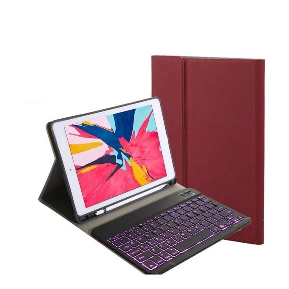 Funda de cuero con teclado retroiluminado para iPad 7 8 9 acabado premium 8