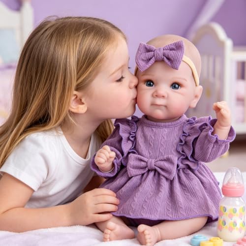 Milidool Lifelike Reborn Baby Dolls Girl - 20 Inch Realistic Newborn Real Life Baby Doll with Poseable Body, Feeding Kit Included, Ideal for 3+ Year Old Girls Gifts, Birthday, Pretend Play, Collection — view 3