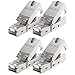 Produktbild deleyCON 4x CAT 6a Werkzeugloser RJ45 Netzwerkstecker mit LSA Anschluss für Starre Verlegekabel Geschirmt 10 Gbit/s LAN Kabel Netzwerkkabel Stecker CAT6a Metallgehäuse