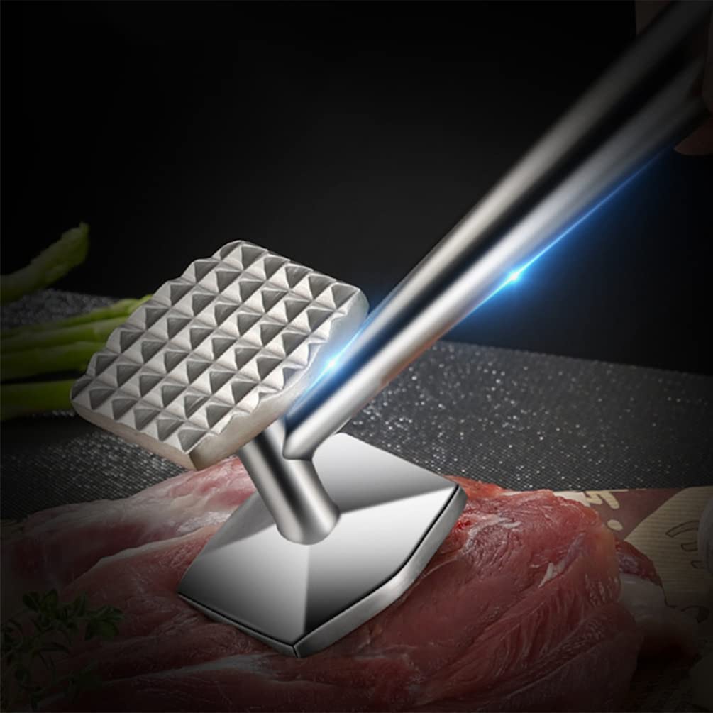 Garneck Martello per Carne in Acciaio Inox Batticarne Manico Ergonomico Utensile per Ammorbidire Bistecche Pollo Pesce e Frutta Secca