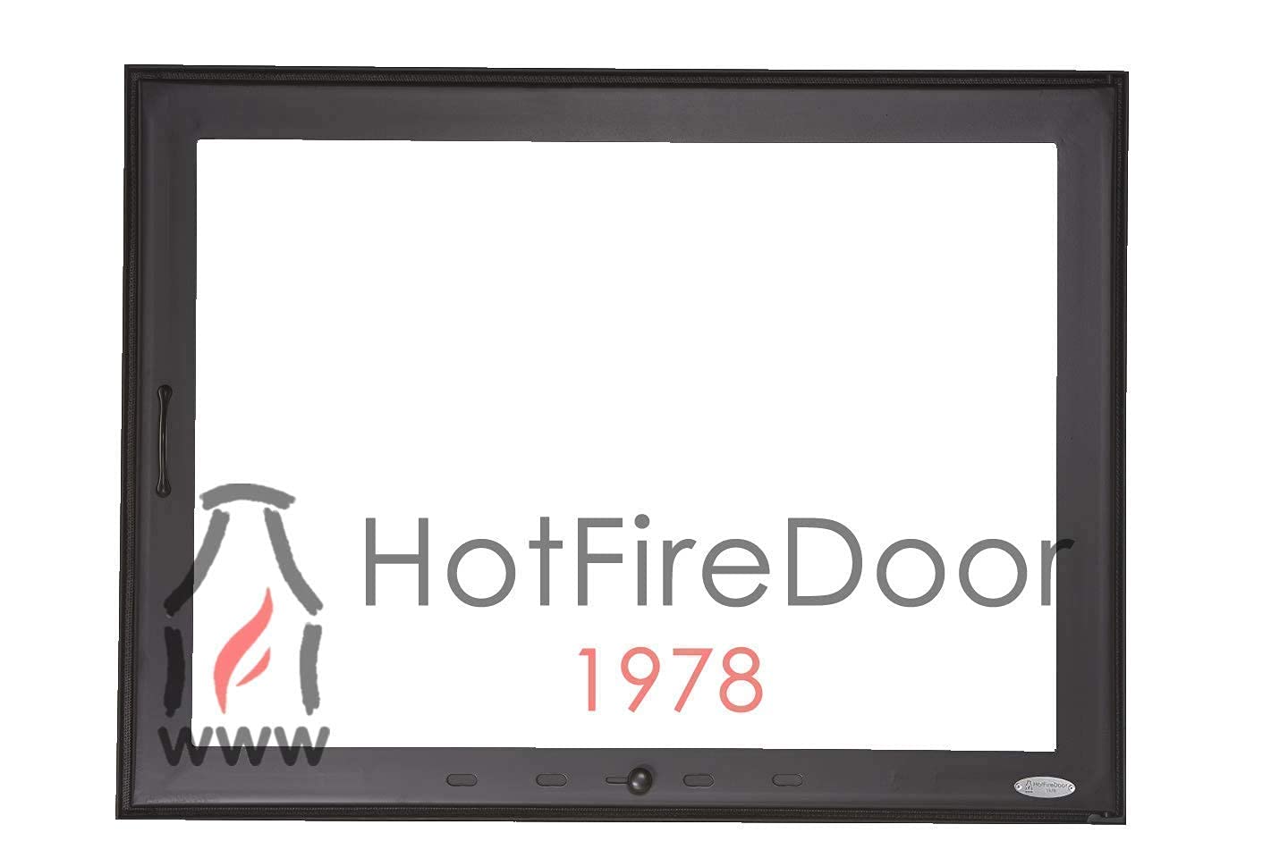 Puerta A MEDIDA Chimenea Leña, Cristal Vitroceramico, Regulador Entrada de Aire, +Eficiencia de Temperatura y Seguridad de la Combustion del Fuego. Tamaño y Posición del Tirador A Elegir