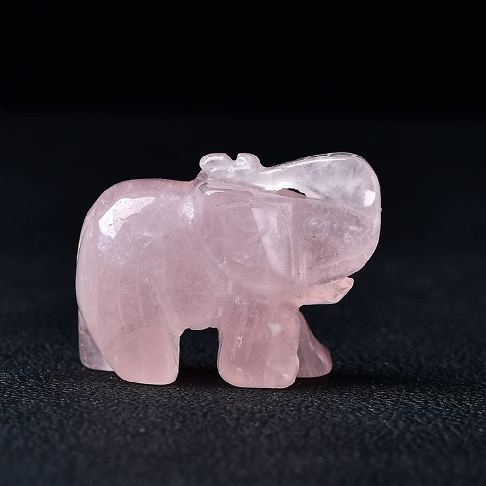 Cadeau décoration maison original : petit éléphant en pierre de guérison quartz rose