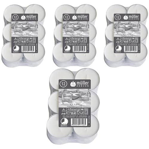 4 x 12 pezzi Flat Pack Ø 55 mm Maxi luci tealight