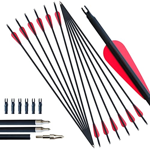 Arbalète De Chasse SHARROW 12pcs Flèches D'arbalète En Carbone 15 Pouces 7.3 Pouces Boulons Arbalète 7.5 Pouces 100 Grains