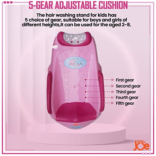 Image of JUNIOR JOE Children Shampoo Chair for 2-8 Year Old Bathing Seat Perfect Kids Hair Washing Station (Pink)