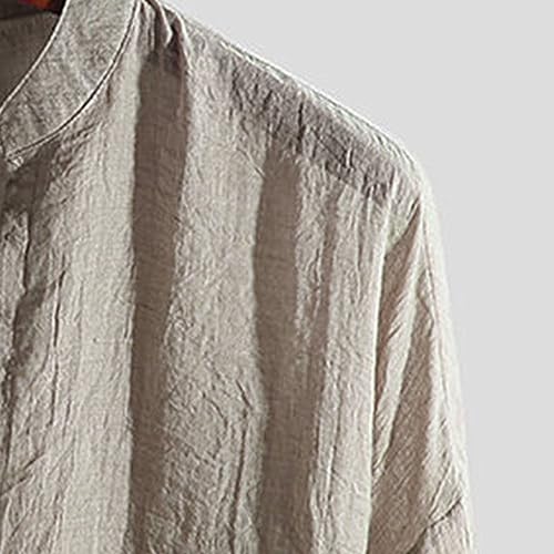 Men's Linen Cotton Long Sleeve Blouse Buttonless Solid Color Shirts Summer Fast Drying Top T-Shirt3