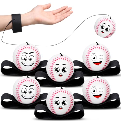 Halloscume 6 Pcs Wrist Return Balls on a String Face