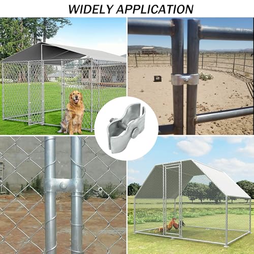 Image of 12 Set Chain Link Fence Parts 1-3 /8 inch Dog Kennel Panel Clamps Galvanized Chain Link Fence Clamps for Pipe Panel Frames Effortless to Install Resistant to Rust and Corrosion