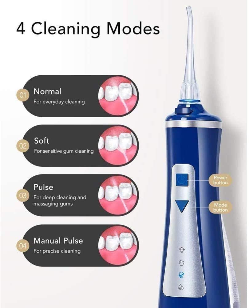 GeRRiT Irrigatore Orale Portatile del flosser dell'Acqua con 4 modalità, pulitore dei Denti Impermeabili Ricaricabili for la casa e Il Viaggio -220ml Serbatoio Staccabile