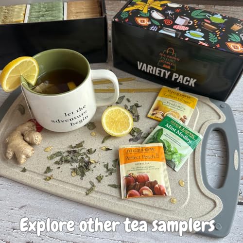 56-Piece Tea Sampler Gift Set &ndash; 14 Flavors, Premium Assorted Variety Pack with 10 Honey Sticks & Recipe eBook &ndash; Gift for Tea Lovers, Him & Her