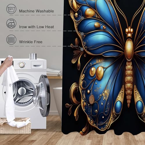 Rideau douche papillon luxe en polyester imperméable 180x200 cm chic - 7