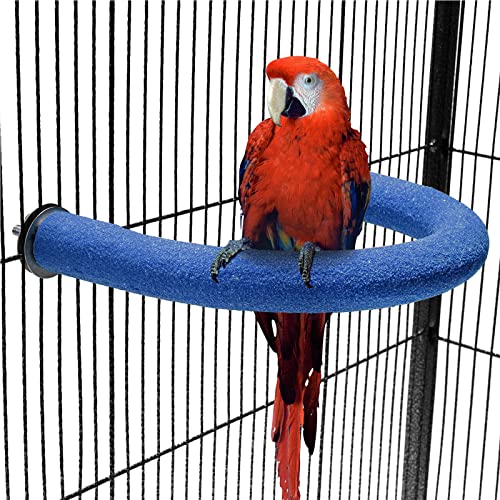 FrgKbTm U Shape Parrot Perch Stand Toy Bird Platform Sand Paw Grinding Clean Stick Exercise Conure Budgie Cockatiel Cage Accessories (Blue)