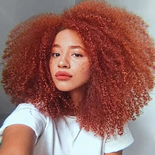 YEESHEDO Pelucas Mujer Pelo Natural Corto Rizado con Flequillo,castaño rojizo 16 Pulgada Precio Peluca Pelo Natural para cotidiano Cosplay Halloween Cover