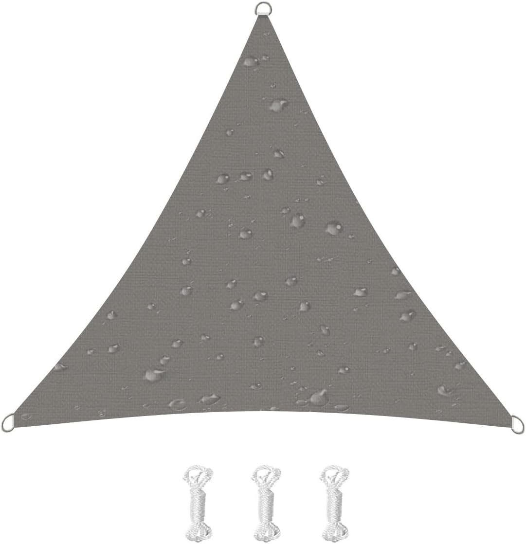HOMPERWaterproof Sun Shade Sail 95% UV Block, Oxford Fabric, for Patio, Balconies, Lawn Garden, Party, Outdoor Activities (8' x 8'x 8', Mid Grey)