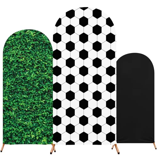 Tingjoo 3 Pcs Soccer Arch Stand Cover Backdrop, Black, Lawn