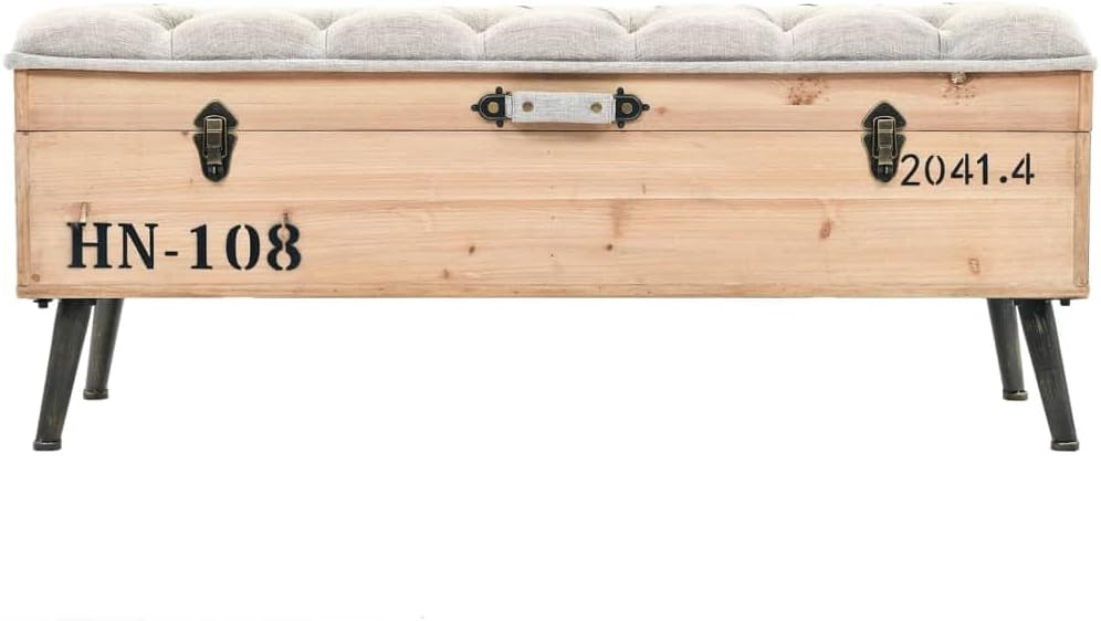 vidaXL Storage Bench, Storage Trunk, Entryway Bench with Storage, Hallway Bench for Hallway Living Room Doorway, Retro, Solid Fir Wood