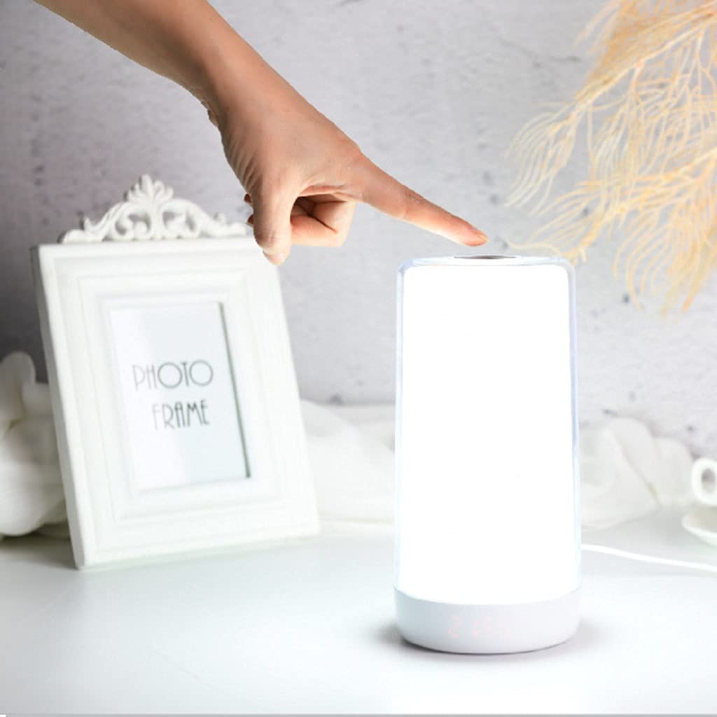 Touch Control Wake Up Light, Sveglia, 3 Livelli di Luminosità, con 6 Suoni della Natura, 256 Colori RGB Che Cambiano, Luce Notturna da Comodino