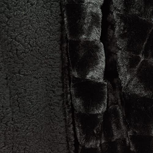 Bytide Stripe Faux Fur Plush Throw Blankets With Sherpa Back, Super Soft Warm Cozy Fluffy Fuzzy Reversible Luxury Throw For Couch Sofa Chair Bed Cover, 60" X 80", Black #TOP6