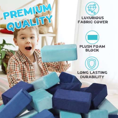 Image of The Original Premium Plush Building Block for Kids - Certified Safe Foam Blocks in Luxuriously Soft Fabric Covers (Ocean, Blocks)