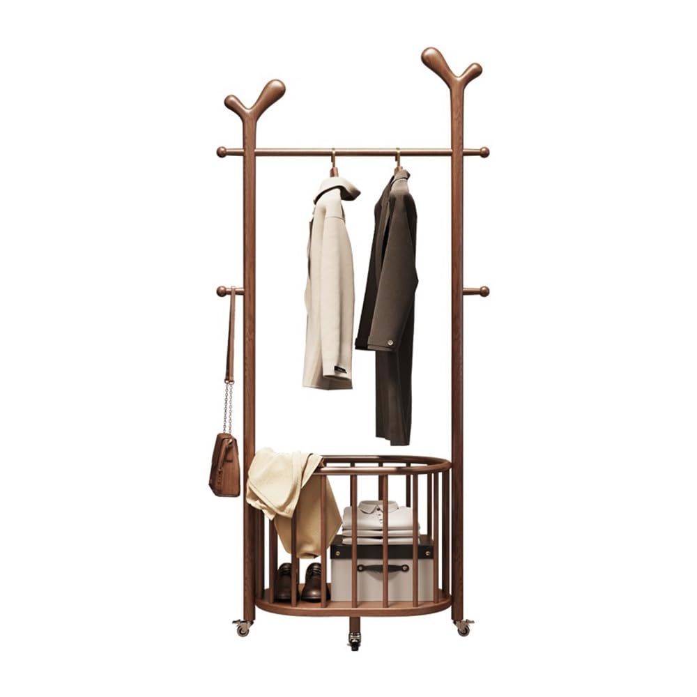 Organizer Rack Hanger Floor Coat Rack Bedroom Solid Wood Wooden for Bedroom