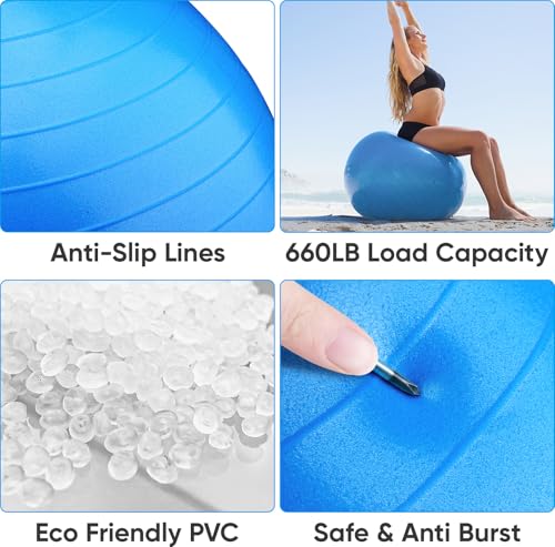 Image of APEXUP Yoga Ball, 660 lbs Anti-Burst Exercise Ball with Pump, 5 Sizes | Anti-Burst, Anti-Slip, SGS Certified, Strengthens Core, Improves Balance & Posture, Boosts Flexibility & Stability
