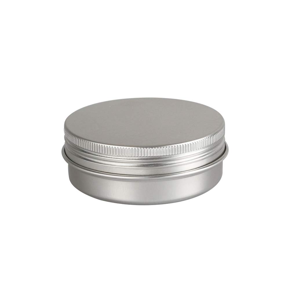 100 piezas 60ml Tarros de hojalata de aluminio de plata redondos vacíos con tapas de tornillo envases de cosméticos ideales para bálsamo labial DIY vela pomada en polvo artesanías incluyendo 3