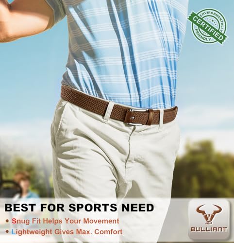 Image of BULLIANT Belt for Men 2Pack,Mens Gift Stretch Braided Web Belt Elastic for Casual Golf Jeans,1 3 /8 inch