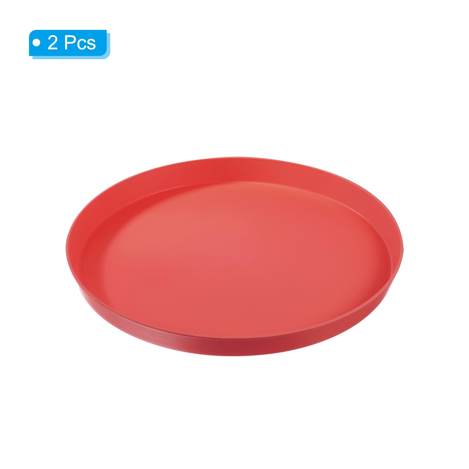 PATIKIL 14" x 1" Redondo Reutilizable Restaurante Servir Bandejas, 2 Paquete Antideslizante Comida Servicios Bandeja Plato para Bar Café Tienda, Rojo