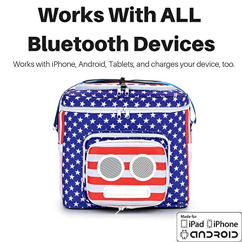Super Real The #1 American Flag Cooler With Speakers (Bluetooth, 20-Watt) For Parties/Festivals/Boat/Beach. Rechargeable Speaker Cooler, Works With Iphone & Android (2023 Edition) #TOP1