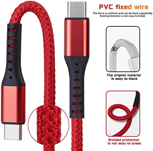 USB C to USB C 100W Cable, Type C Charger Cable 6.6ft, usbc 5A Fast Charge Cable Durable Nylon Braided for Samsung S22 Ultra S21 A12, iPad Air 10.9, MacBook, Google, Pixel, Switch, etc. (Jacquard)