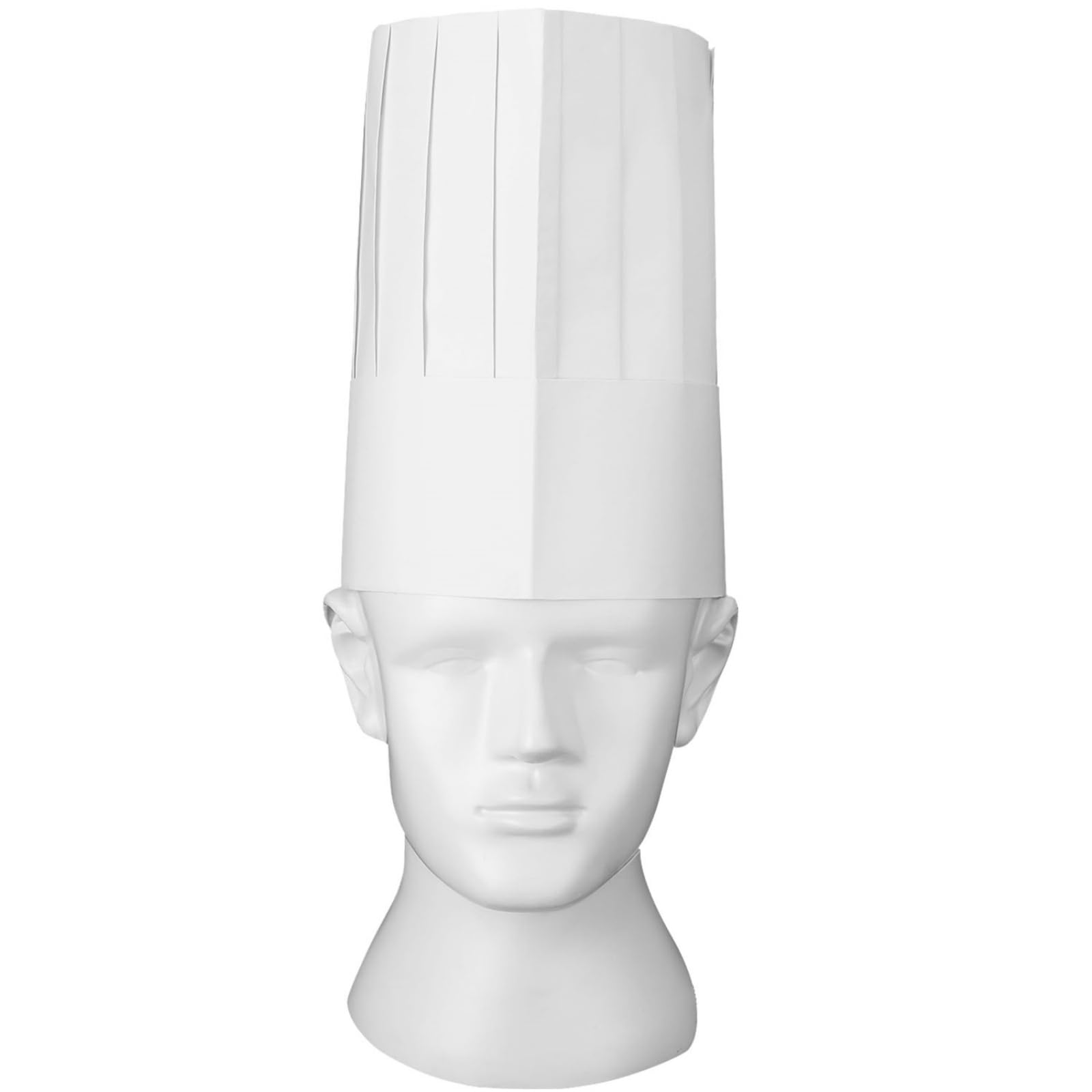 WILLBOND Ensemble de toques de Chef jetables en Papier de 22,9 cm, Chapeau de Chef Blanc réglable pour Homme, Femme, Cuisine, Restaurants, Blanc Brillant, Taille Unique