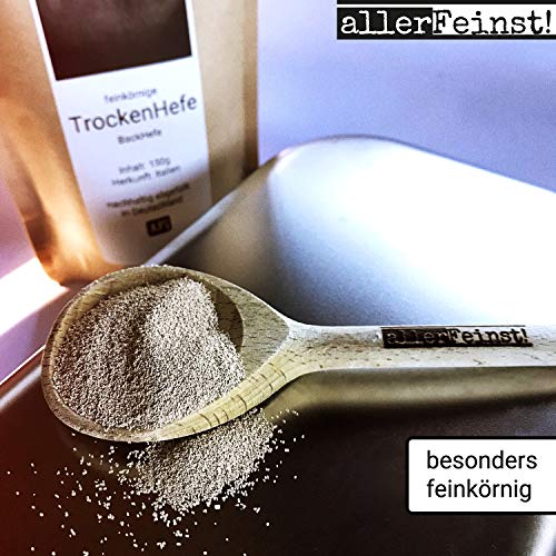 allerFeinst! - Hefe - feinkörnige Premium Trockenhefe Backhefe Germ Yeast für z.B. Ciabatta, Pizzateig, Kuchen, Gebäck, uvm (150g)