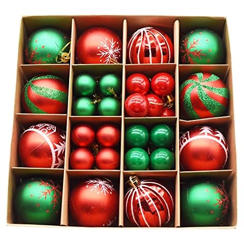 Juego de 42 bolas de Navidad inastillables rojo y verde Cover