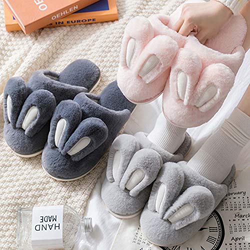 Hopelong Women's Cute Rabbit Ears Plush House Slippers - Non-Slip Fluffy Indoor Warm Animal Slippers 6