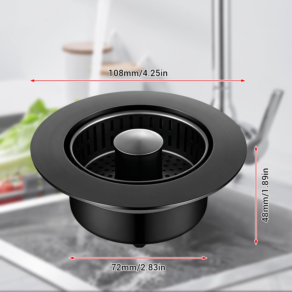 2 Stück schwarzes Edelstahl-Spülenabflusssieb 110 mm Pop-up-Abflussstopfen