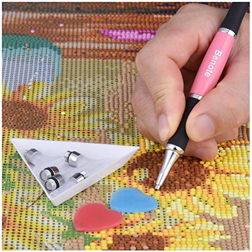 Benote Ergonomic Diamond Art Painting Pen, Upgrade Diamond Art Pen With Dual Rubber Metal Screw In Tip Round And Square Drill Pen For Art Diy Craft Adults Or Kids - B10 Pink #TOP6