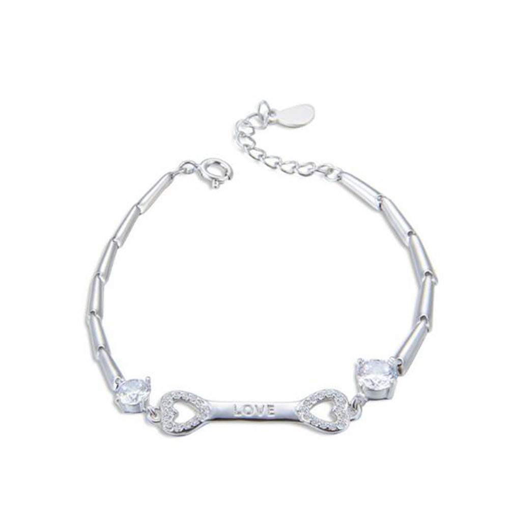 Bracelet en argent sterling S925 Love pour femme éclat délicat