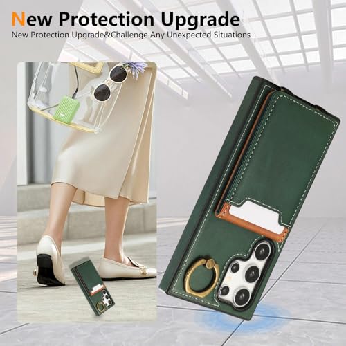 Étui en cuir magnétique pour Samsung Galaxy S22 avec anneau de support premium