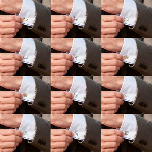 Set de 12 pares de mancuernillas clásicas para hombre miniatura 3