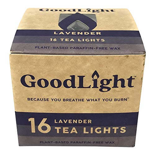 GoodLight Paraffin-Free Scented Tea Light Candles, 16-count, Lavender