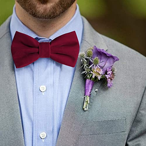 Houlife Mens Velvet Bowtie Pretied, Solid Color Formal Adjustable Tuxedo Bow Ties For Wedding Party Prom Various Color (Burgundy) #TOP1