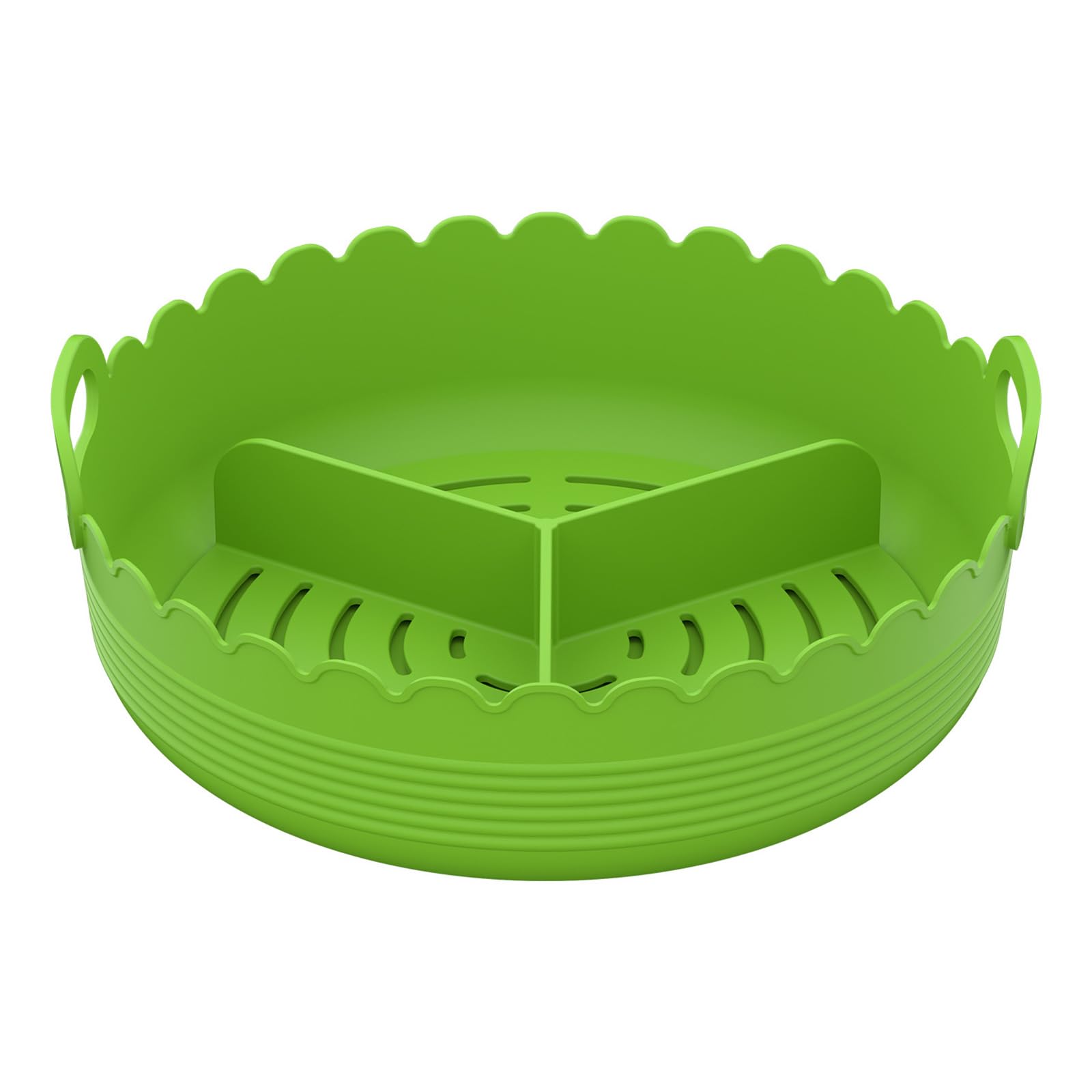 Pangboer Green Meal Prep Air Insert, Round Silicone Basket Accessory With Raised Divider Tray For Cleaner Everyday Cooking Round Air Basket Insert Silicone Tray Divider Handles Cleanup Cooking Accessory Meal