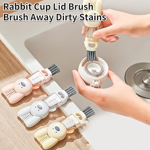 Image of 3 PCS Bottle Brush - Upgrade 4 in 1 Cup Lid Gap Cleaning Brush Set, Multifunctional Insulation Bottle Cleaning Tools, Mutipurpose Tiny Silicone Cup Holder Cleaner, Home Kitchen Cleaning Tools