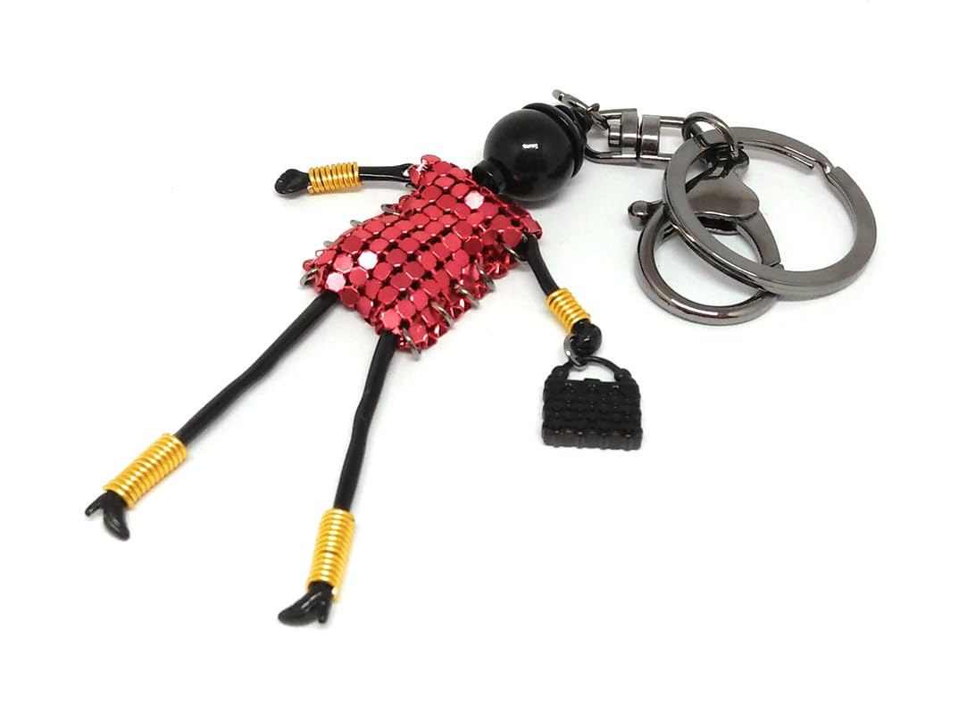 Shiani Designer Stylish Lady with Purse Metal Keychain and Keyring (Multicolour)