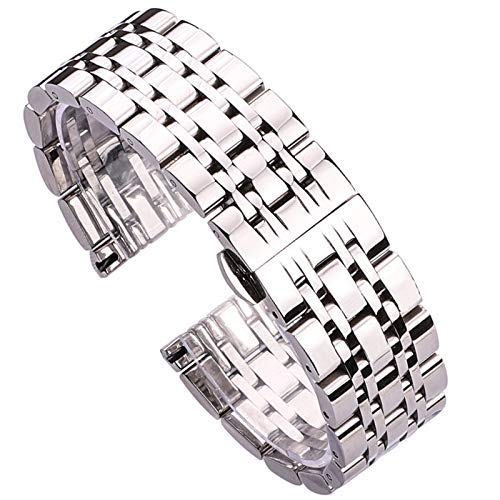 Correa de Reloj de Acero Inoxidable para Hombre, 18mm, 20mm, 22mm, Correa de Reloj Plateada Pulida, Accesorios de Repuesto de Lujo para Reloj de Metal