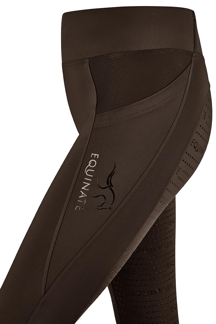 Equinate Damen Reitleggings Cleo - Bequeme Reithose mit Vollbesatz Grip Handytasche und Ziptasche - atmungsaktiv elastisch rutschfest