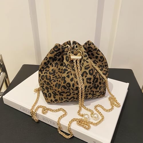 Mini Leopard Print Bucket Bag for Women, Small Crossbody Purse Cute Shoulder Bag Trendy Animal Print Handbag2