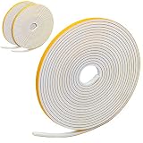 Winfred 3 Rollen Türdichtung Selbstklebend für Türen 6mm(B) x3mm(D) Schaumstoff Klebeband Fensterdichtung kochheld, Gummidichtung für Kollision Siegel Schalldämmung (Je 5m lang) Weiß